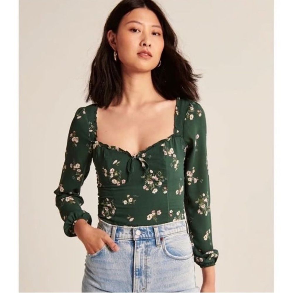 Abercrombie & Fitch Green Floral Top